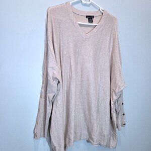 NWOT RXB Beige Oversized Batwing Tunic Sweater Size S